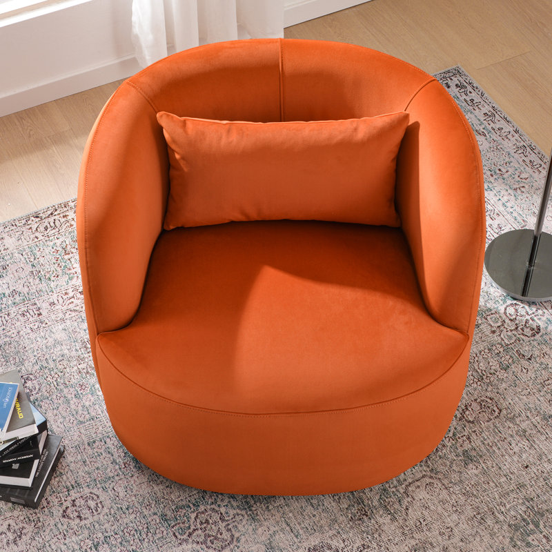 Jaydin 33" Wide Velvet Upholstered Swivel Armchair, Rust Velvet