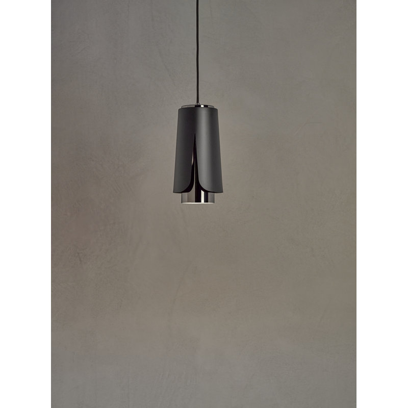 Tulipa 1 - Light Chrome Unique/Statement Pendant, Matt Black/Black Chrome