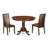 3 Piece Dining Set Contains a Round Dining Room Table with Pedestal and 2 Wood Seat Chairs, Mahogany-263261251-263261252