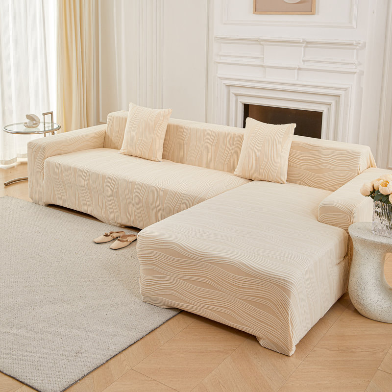 Housse pour canapé modulaire en L 2 pièces extensible et douce - facile à installer, pleine couverture, résistante aux taches
