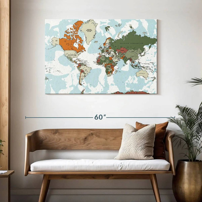 Carte du monde éducatif VI, H 30 po x l 45 po