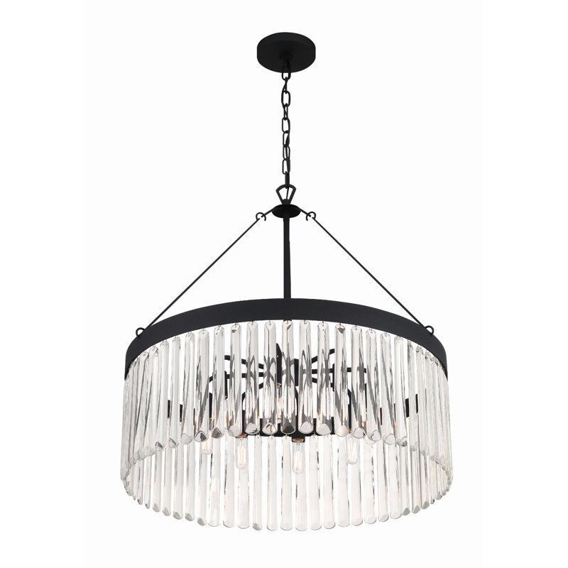 Lustre forgé 8 lumières noires, Noir