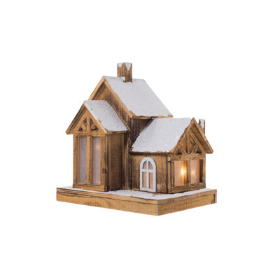 Maison à DEL scintillante Smokey / bois blanc