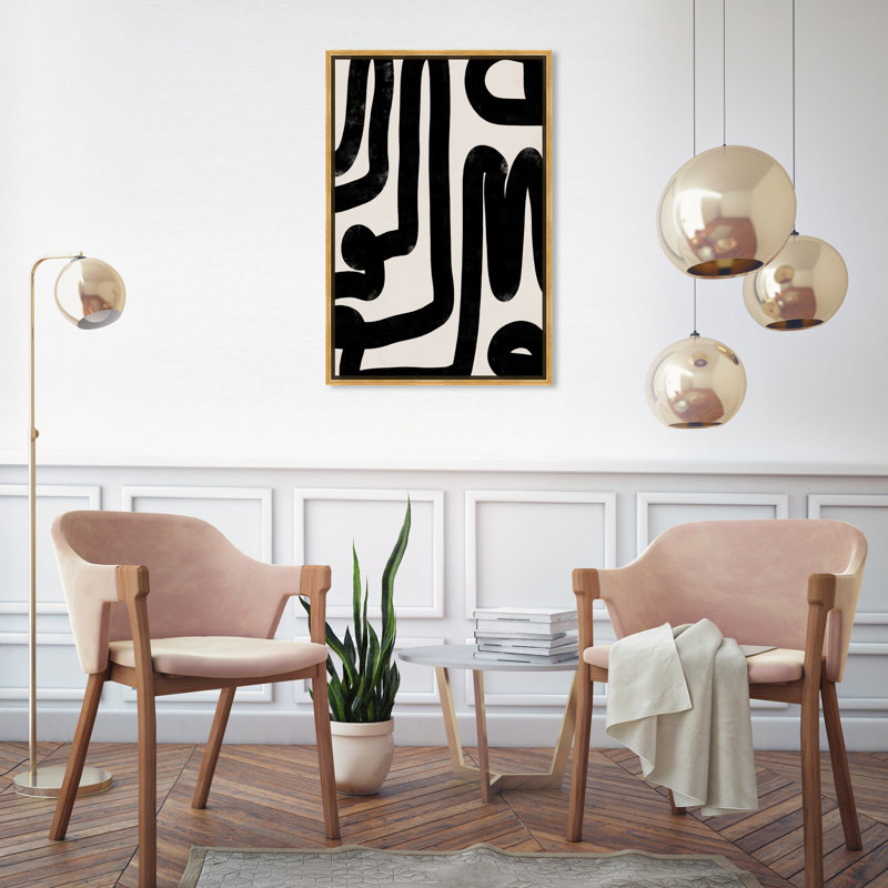 Modern Bold Brush Stroke Lines Print, Wrapped Canvas, 30" H x 20" W