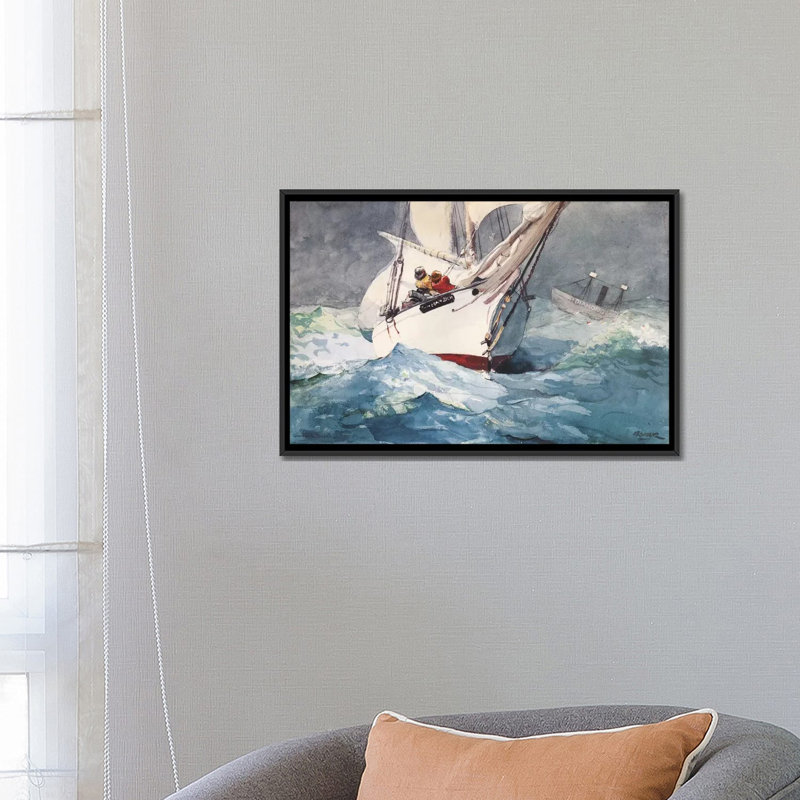« diamond shoal 1905 » par winslow homer, reproduction d’art sur toile, H 32 po x l 48 po x P 1,5 po, Toile avec cadre noir