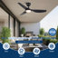 Ventilateur de plafond noir imperméable moderne de 52 pouces avec moteur à courant continu silencieux et léger