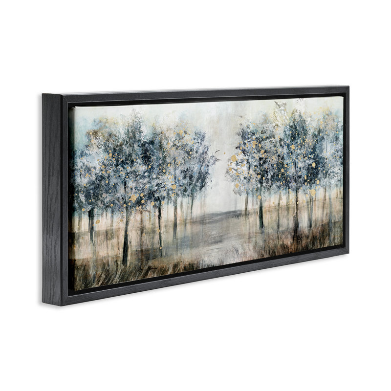 Arbre moderne, H 11 po x l 25 po, Cadre flottant noir de jais