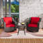 Ensemble de conversation pour patio 2 personnes avec chaises berçantes pivotantes et table en verre trempé-159934961