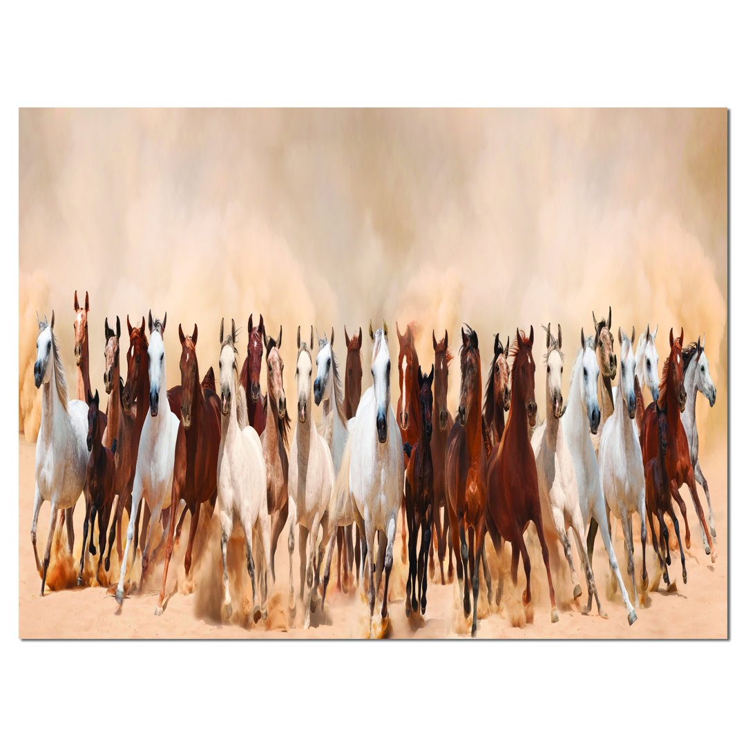 " Horses Herd In Sand Storm Landscape " Design Art 