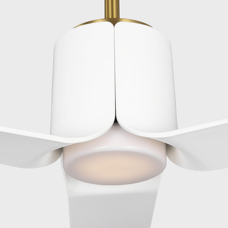 Peel Smart 52 LED Indoor Ceiling Fan with Threaded Downrod, ABS blades and Handheld Remote, Burnished Brass