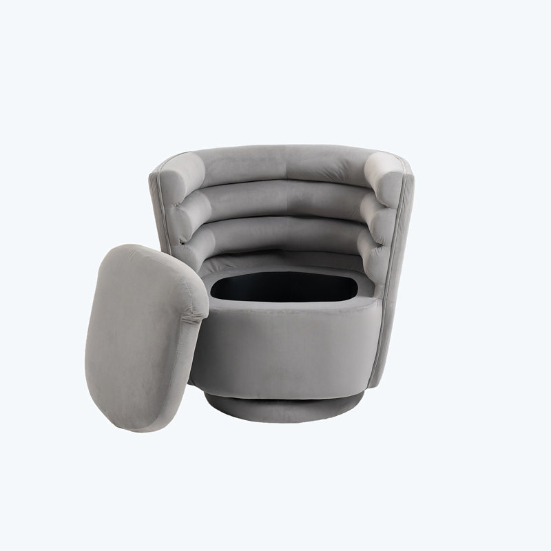 Lasharn Upholstered Swivel Side Chair with Ottoman, Gray Velvet