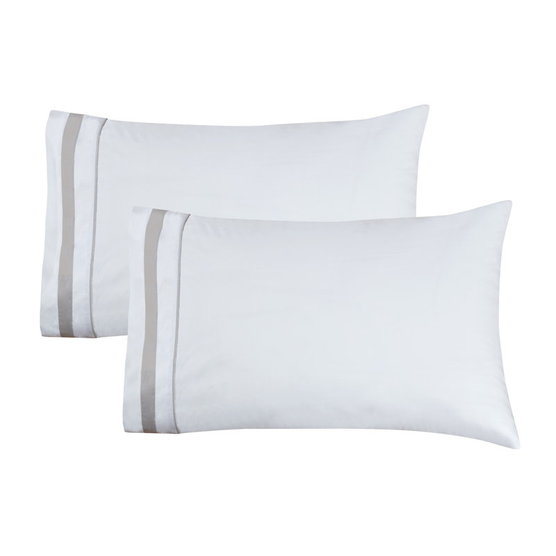 Classic Double Border Pcase, Gray, Queen Pillow Case