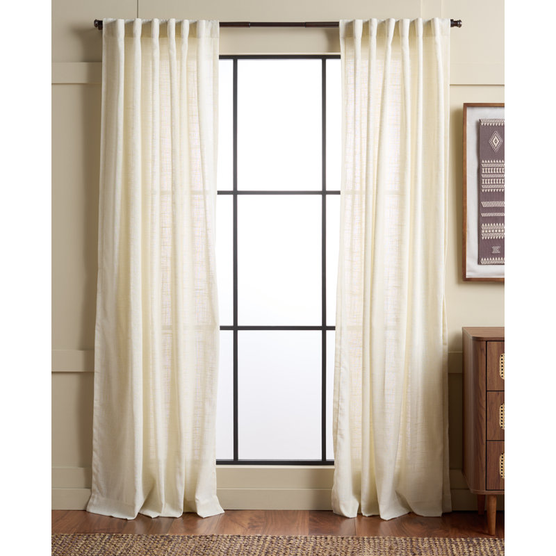 Polyester Solid Color Room Darkening Curtain, 52" W x 96" L, Creme