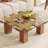 Square Coffee Table with Tempered Glass Table Top