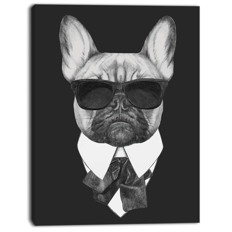 « french bouledogue mode portrait », impression sur toile tendue, H 60 po x l 28 po x P 1,5 po, Toile tendue