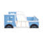 Lit plateforme double classique en forme de voiture avec roues, bleu-118678355-118678358