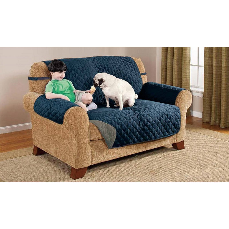 Housse pour causeuse à coussins carrés, Bleu marine / gris