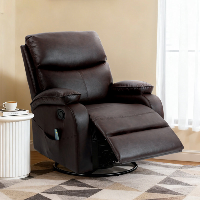 85.1cm Wide Standard Recliner with Massager, Brown