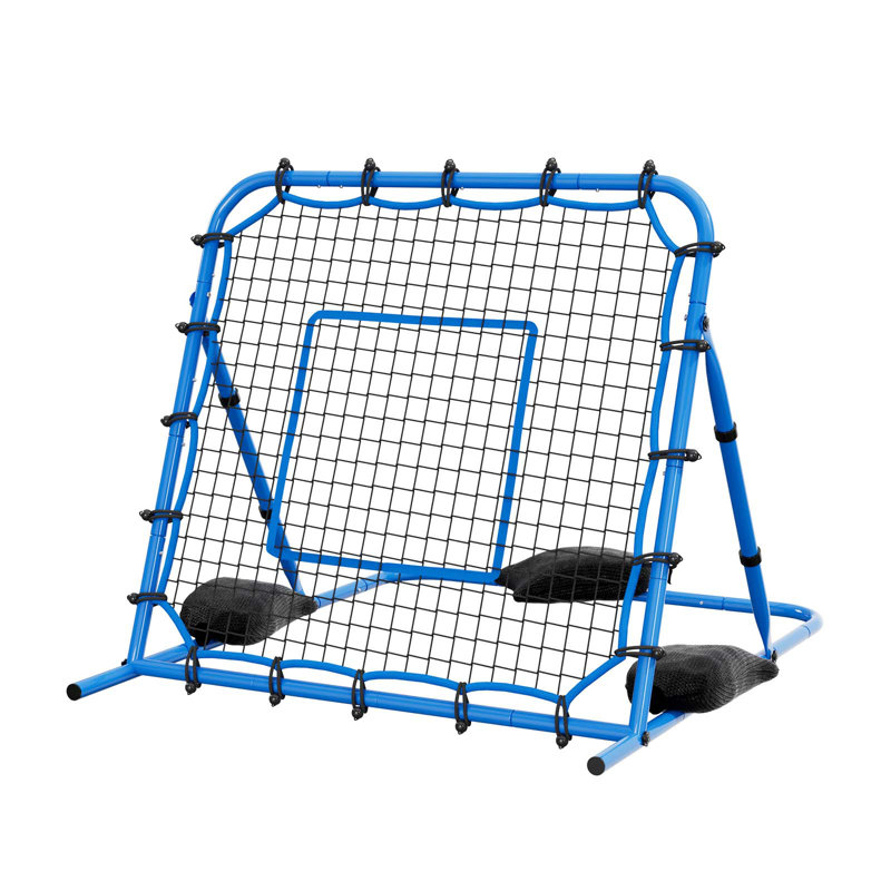 Filet de soccer rebondissant, rebondisseur de but de soccer à angle rapide pour le contrôle, la pratique du passage, cadre en fer robuste et filet de polyéthylène, équipement d'entraînement de balle facile à installer pour les adolescents et les adultes, 3,7 x 3,7 pi