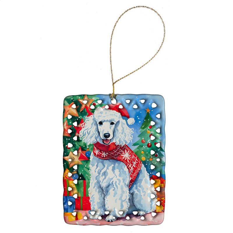Ornement en porcelaine de Noël caniche, Caniche 3576