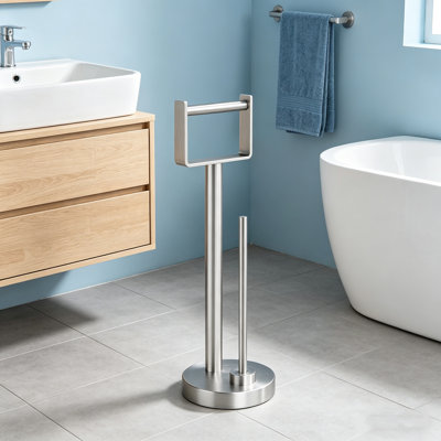 Free Standing Toilet Paper Holderwith Storage, Holds 3 Rolls