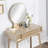Contemporary Wood Vanity And Stool Set, Gold-1722280675