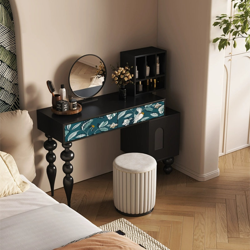 Commode simple en bois massif, Noir, noir, noir, noir