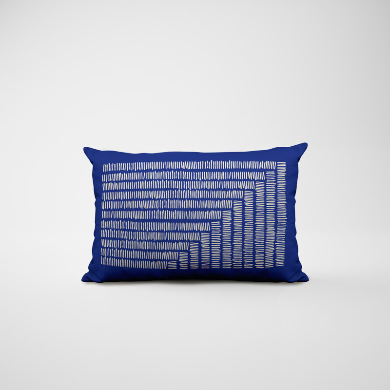 Polyester/Polyester Blend Lumbar Rectangular Indoor/Outdoor Pillow Cover & Insert, Navy Blue