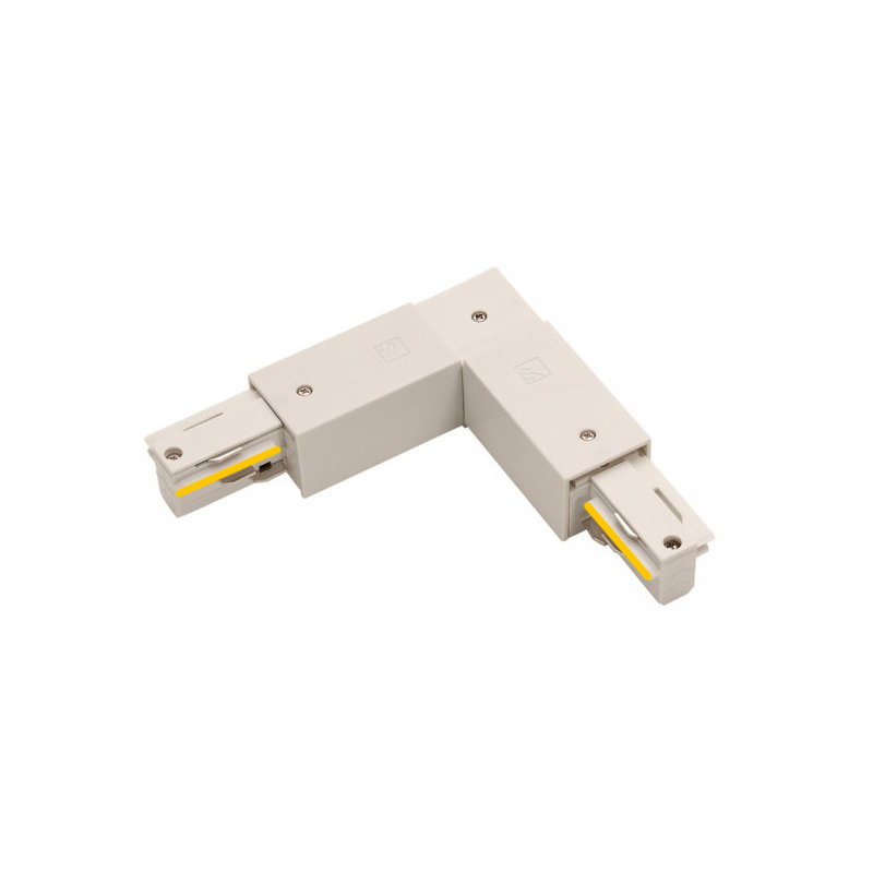 Connecteur en l avec rail, Blanc, 6.5