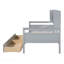 Lit de jour simple, support en lattes de bois, avec tablettes de chevet et deux tiroirs, gris-804332756