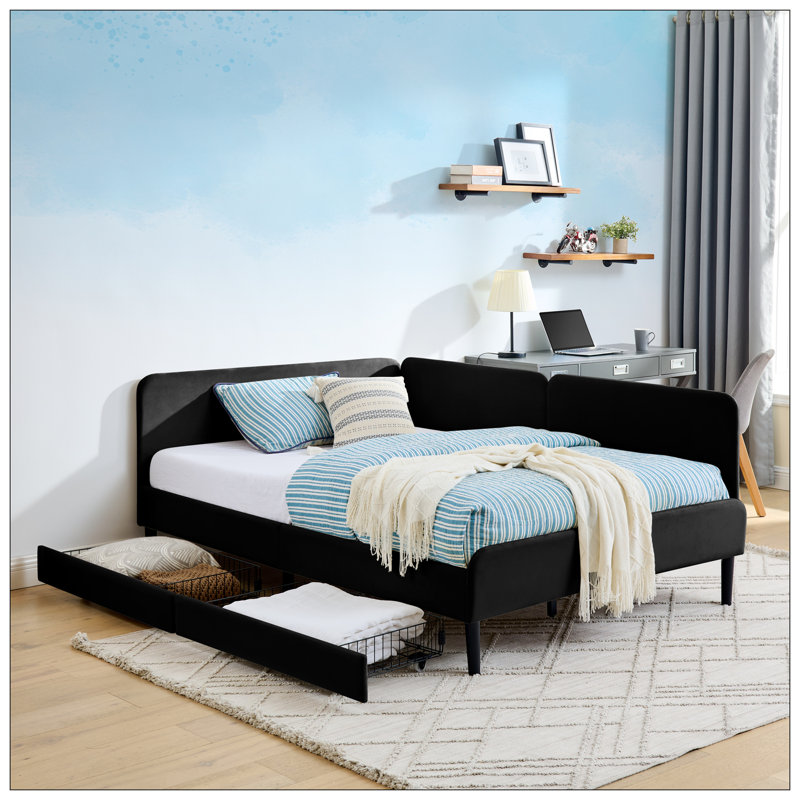 Lit pour chambre à coucher, Noir, Lit double