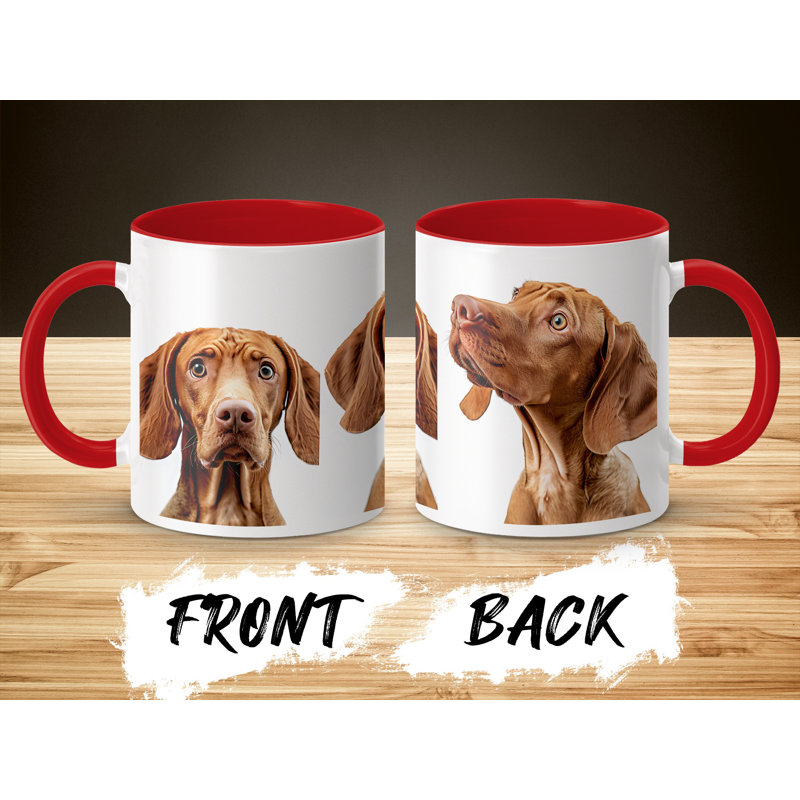 Multiple Vizsla Dog Headshots Design 11oz Coffee Mug, 2, Red