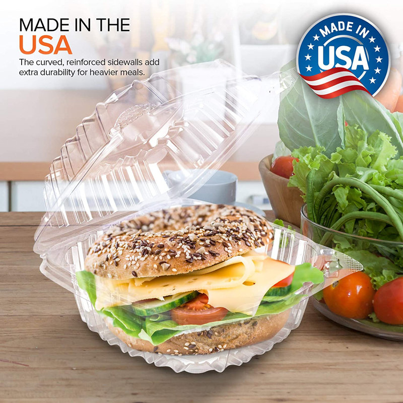6"x6" Seal Hinged-Lid Clear Plastic Containers Take-out Containers