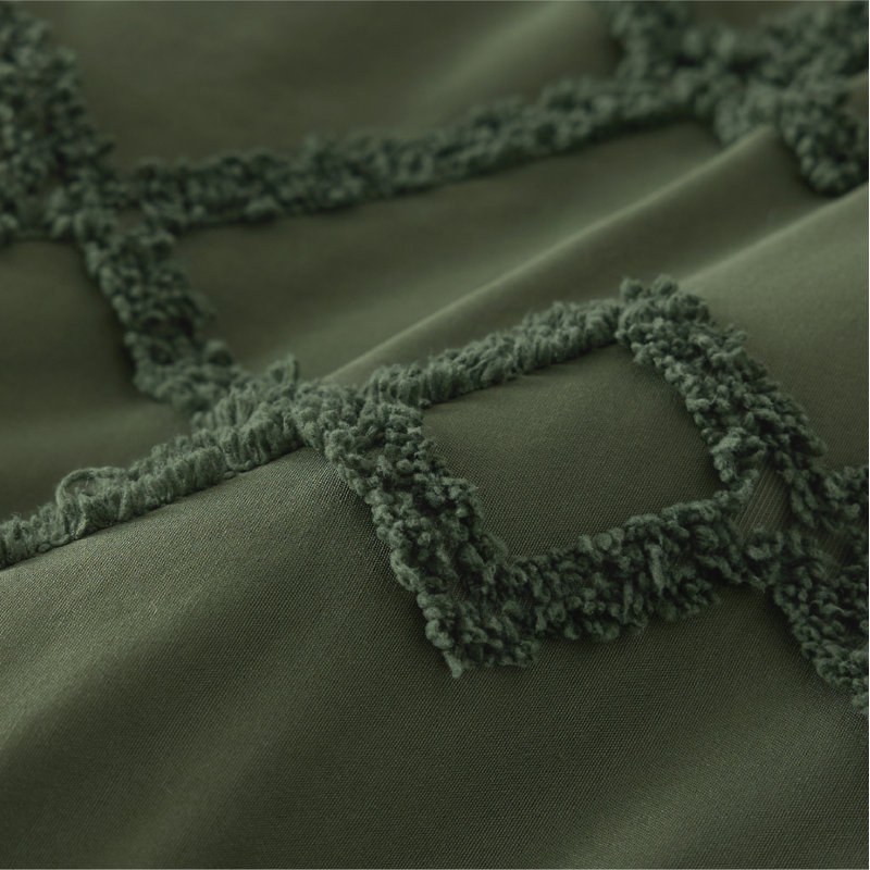 Ensemble d'édredon Literie Jacquard, King Comforter + 2 King Shams, Vert olive