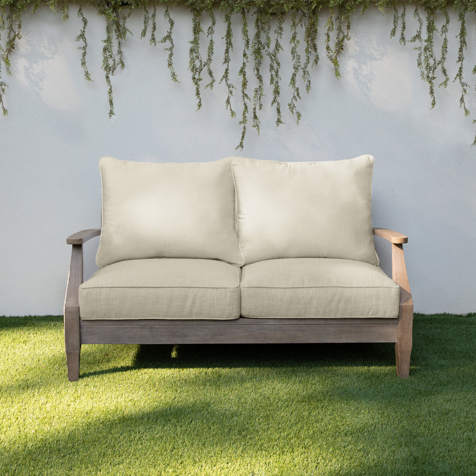 Davana Sunbrella Outdoor Loveseat, Canvas Cloud Sunbrella® Canvas, 25" W x 23" D