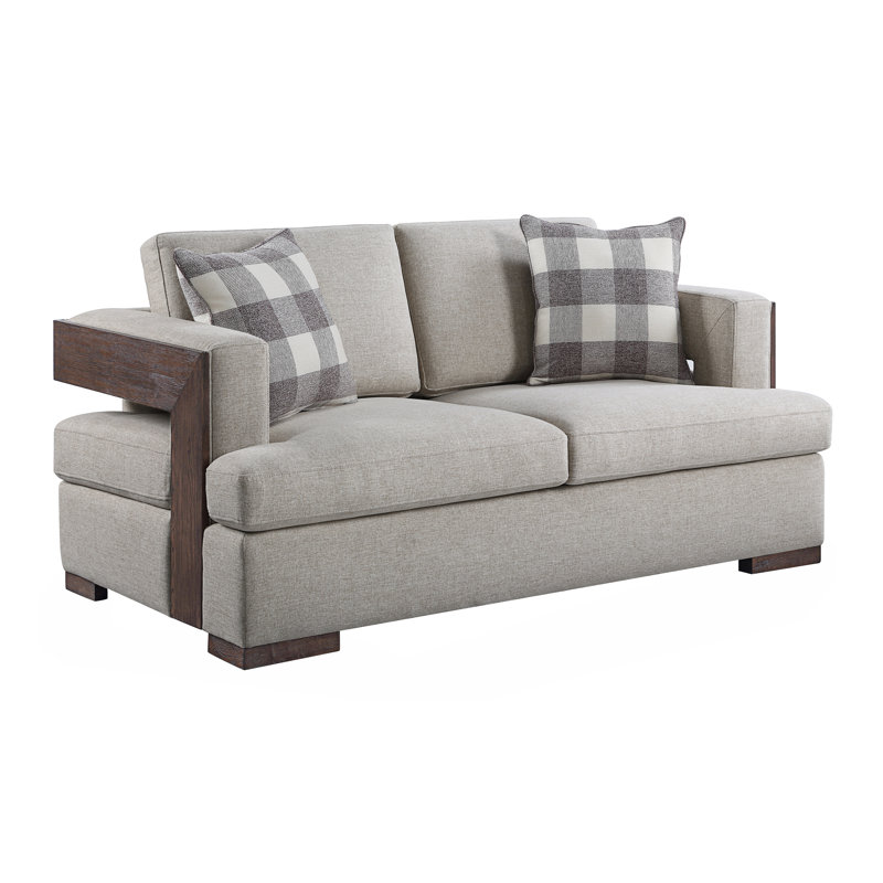 Causeuse à accoudoirs carrés Anjelita, Tissu gris
