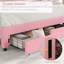 Lit plateforme tapissier en cuir Largent avec lumières DEL et tête de lit couronne blanc / rose-428211954-428211952