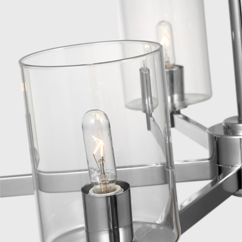 Fullton Dining Room Chandelier With Clear Shade, 5 Lights, 10.375" H x 27.125" W x 27.125" D, Chrome