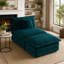 Canapé d'angle modulaire Allure, bleu sans accoudoirs, 1 place avec pouf, chenille pour salon