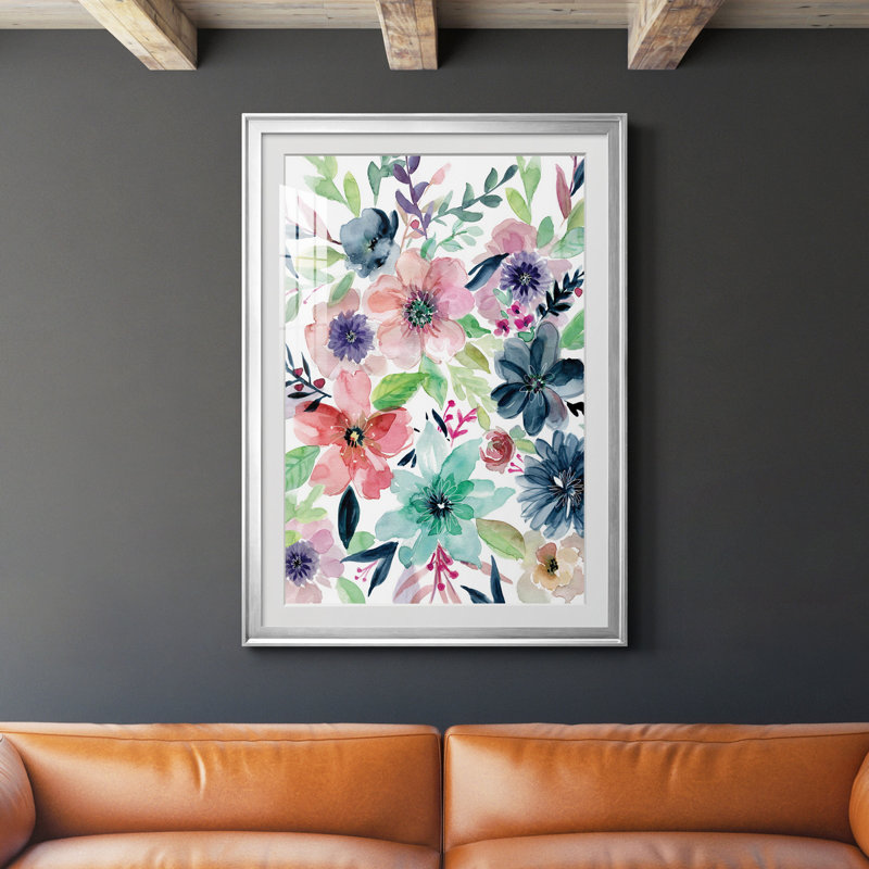 Cool and Serene - Peinture sur toile encadrée, H 36,5 po x l 26,5 po x P 1 po, Argent