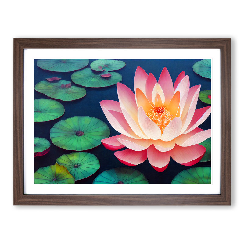 An Appealing Lotus Flower - Framed Print, 46cm H x 64cm W x 2cm D, Walnut
