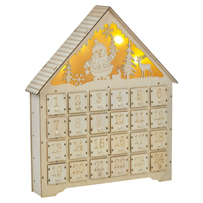 Wooden Advent Calendar with LED Light 2 Assorted