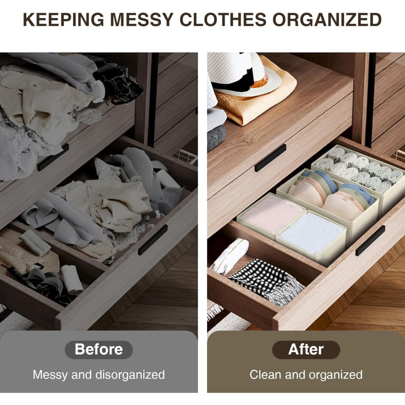 Drawer Organisers 8 Pack Foldable Storage Box Fabric Wardrobe Storage Organiser Dresser Drawer Dividers Storage Cubes For Bras, Socks, Underwear, Ties, Scarves, Cosmetics