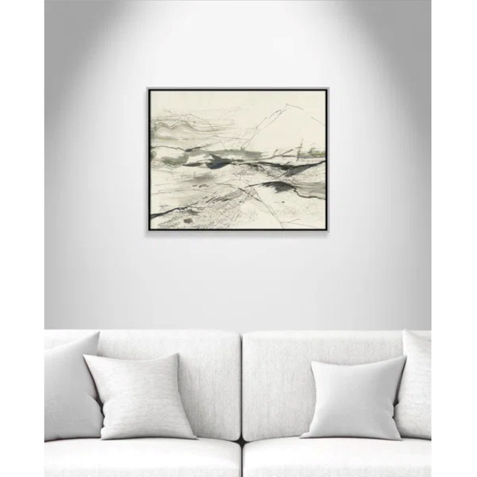 Green Sketches Print by PI Studio, 23.5" H x 29.5" W x 2" D, Silver Floater Framed, No Mat