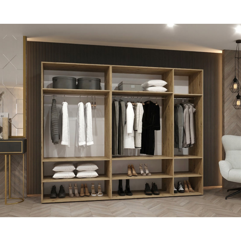 Manufactured Wood Wardrobe, artisan oak + handles: cashmere