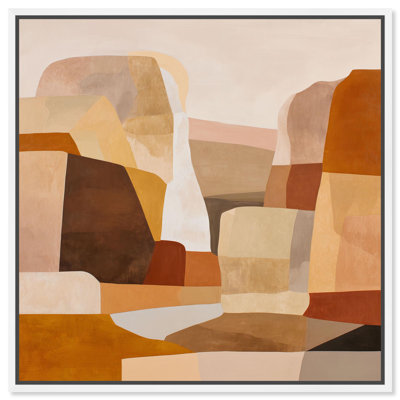 "Chapin II", impression sur toile taupe Boho par Art Remedy, cadre blanc, 16 x 16