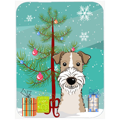 Caroline's Treasures Under the Christmas Tree and Wire Haired Fox Terrier Glass Cutting Board