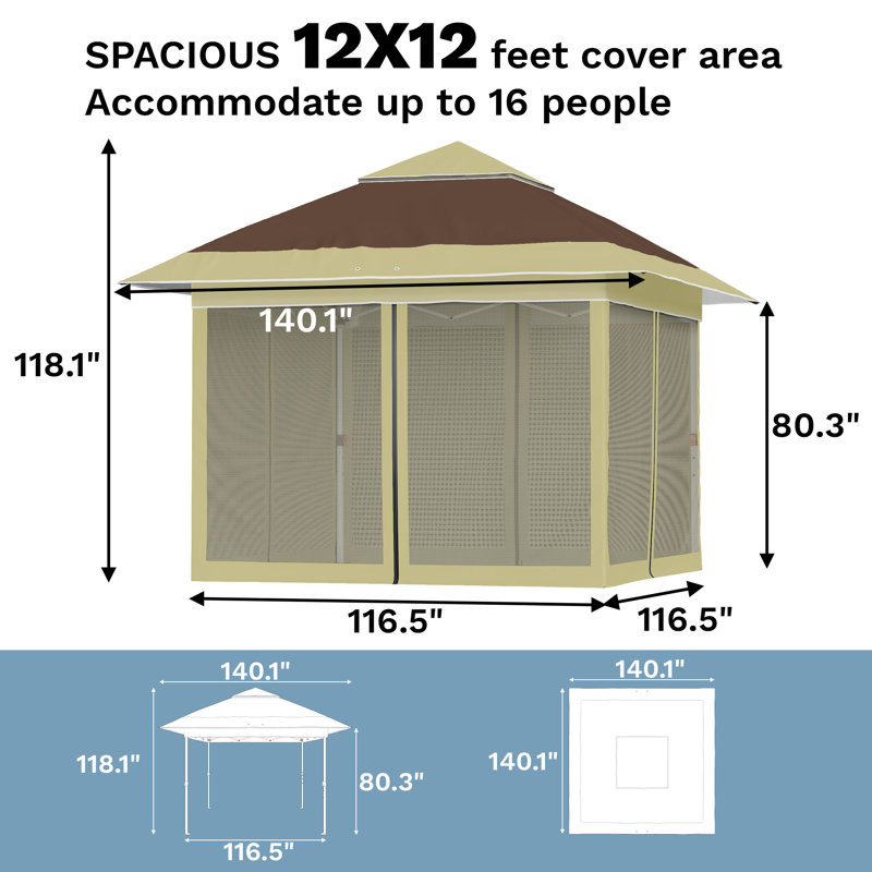 Abri pour abri de jardin Pop Up, 12 pi x 12 pi, Brun