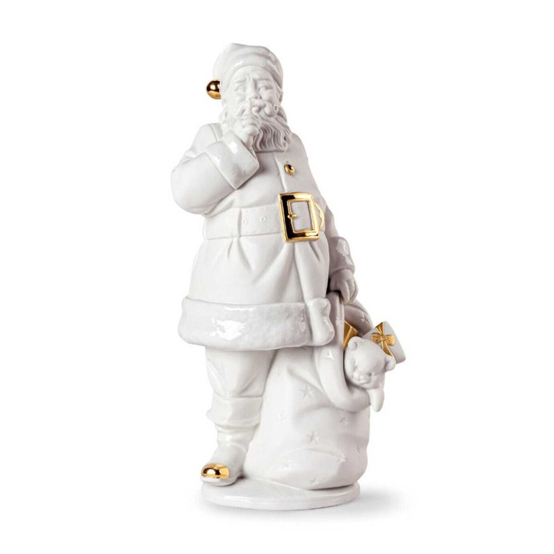 Santa Is Here, White/Gold