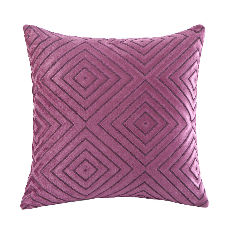Set of 2 diamond-patterned embossed design throw pillow 18"x18" with INSERTs, Purple